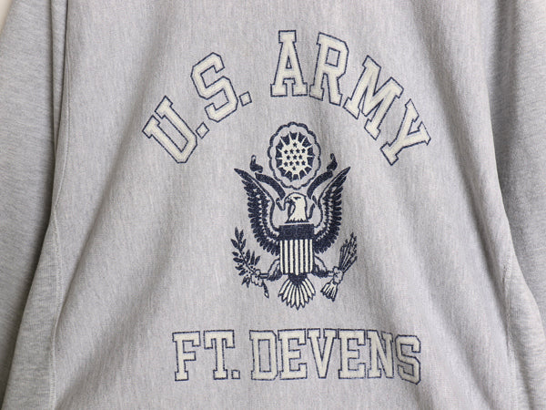 80s USA製 US ARMY 3段 プリント スウェット メンズ L ヴィンテージ トレーナー 裏起毛 ミリタリー ヘビーウェイト リバース タイプ 杢 灰