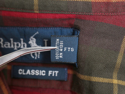 00s ラルフローレン チェック 長袖 ボタンダウン シャツ メンズ L オールド ポロ CLASSIC FIT コットン ワンポイント ポニー マルチカラー
