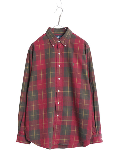 00s ラルフローレン チェック 長袖 ボタンダウン シャツ メンズ L オールド ポロ CLASSIC FIT コットン ワンポイント ポニー マルチカラー