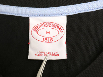 ブルックスブラザーズ ヘンリーネック 鹿の子 半袖 Tシャツ メンズ M 小さめ S 程 古着 ポロシャツ 素材 ワンポイント カットソー ブラック