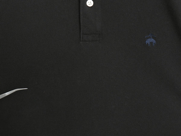 ブルックスブラザーズ ヘンリーネック 鹿の子 半袖 Tシャツ メンズ M 小さめ S 程 古着 ポロシャツ 素材 ワンポイント カットソー ブラック