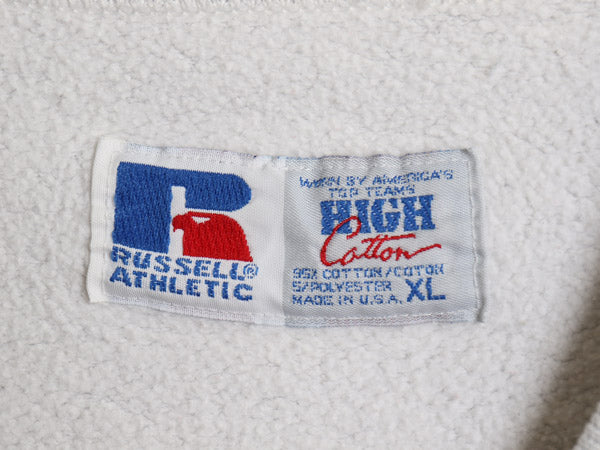 90s USA製 エルエルビーン ラッセル 別注 スウェット メンズ XL / オールド トレーナー 裏起毛 前V 筆記体 ワッペン ロゴ 大きいサイズ 灰