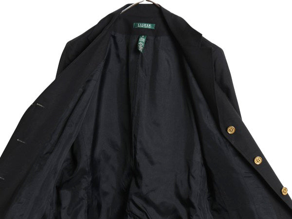 デッドストック 00s ローレン ラルフローレン テーラード ジャケット レディース L 新品 オールド ブレザー クッキー クレスト 紺ブレ 黒