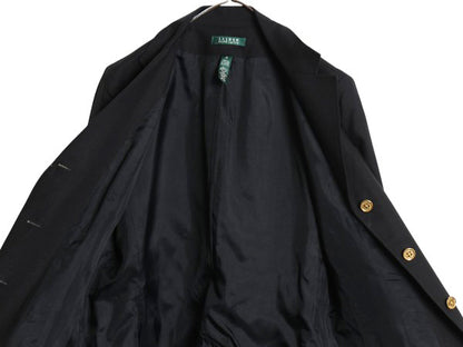 デッドストック 00s ローレン ラルフローレン テーラード ジャケット レディース L 新品 オールド ブレザー クッキー クレスト 紺ブレ 黒
