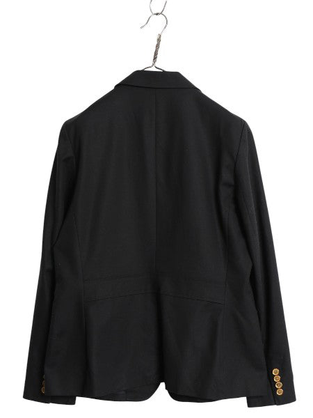 デッドストック 00s ローレン ラルフローレン テーラード ジャケット レディース L 新品 オールド ブレザー クッキー クレスト 紺ブレ 黒