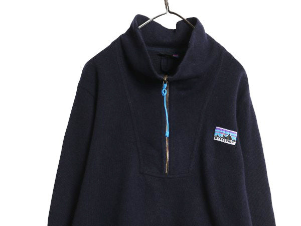 パタゴニア ウーリー フリース プルオーバー メンズ M 18年製 ハーフジップ ウール ニット セーター ジャンパー ジャケット 復刻 白タグ 紺