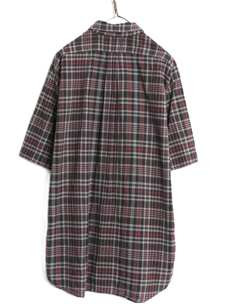 90s ラルフローレン 半袖 ボタンダウン シャツ メンズ XL 古着 オールド ポロ コットン マドラス チェック 半袖シャツ 大きいサイズ 薄手