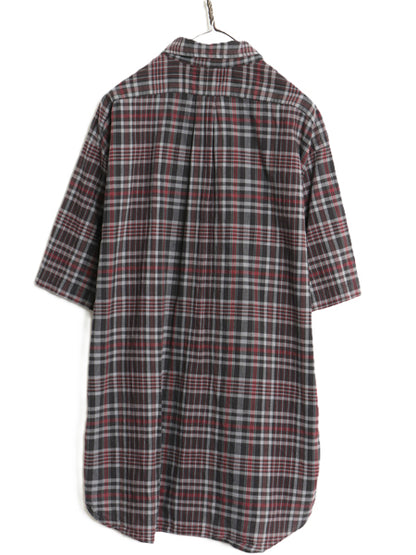 90s ラルフローレン 半袖 ボタンダウン シャツ メンズ XL 古着 オールド ポロ コットン マドラス チェック 半袖シャツ 大きいサイズ 薄手