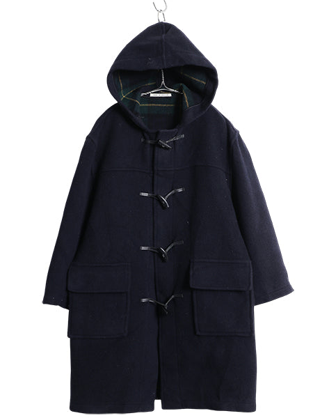 イギリス製 バーバリー ロンドン ダッフル コート レディース S ハーフコート ロング メルトン ウール ブラックウォッチ チェック ライナー