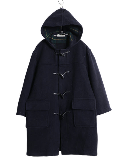 イギリス製 バーバリー ロンドン ダッフル コート レディース S ハーフコート ロング メルトン ウール ブラックウォッチ チェック ライナー