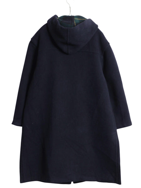 イギリス製 バーバリー ロンドン ダッフル コート レディース S ハーフコート ロング メルトン ウール ブラックウォッチ チェック ライナー