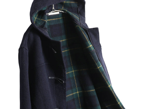 イギリス製 バーバリー ロンドン ダッフル コート レディース S ハーフコート ロング メルトン ウール ブラックウォッチ チェック ライナー