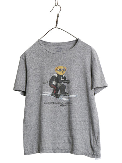 ポロベア ポロ ラルフローレン プリント 半袖 Tシャツ メンズ レディース M 小さめ / キャラクター スキー カットソー シングルステッチ 灰