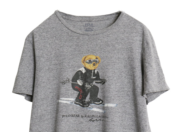 ポロベア ポロ ラルフローレン プリント 半袖 Tシャツ メンズ レディース M 小さめ / キャラクター スキー カットソー シングルステッチ 灰