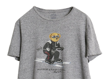 ポロベア ポロ ラルフローレン プリント 半袖 Tシャツ メンズ レディース M 小さめ / キャラクター スキー カットソー シングルステッチ 灰