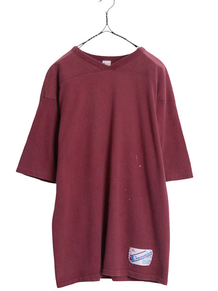 80s USA製 ★ チャンピオン フットボール Tシャツ メンズ XL / ヴィンテージ シングルステッチ 無地 コットン 半袖 ヘビーウェイト エンジ