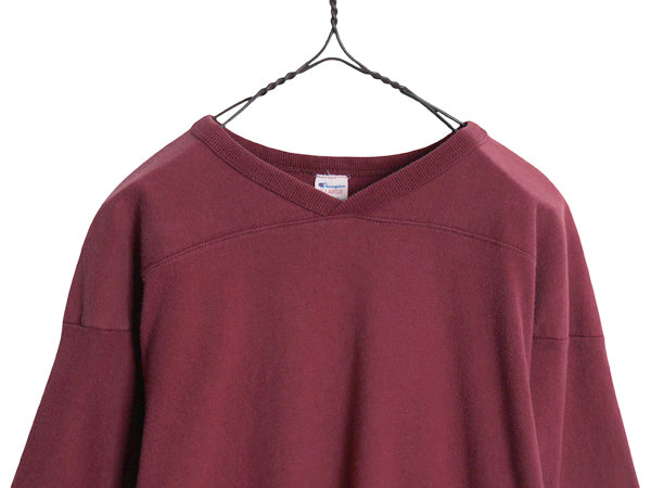 80s USA製 ★ チャンピオン フットボール Tシャツ メンズ XL / ヴィンテージ シングルステッチ 無地 コットン 半袖 ヘビーウェイト エンジ