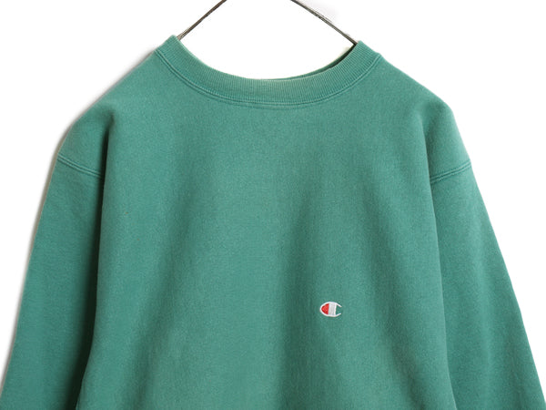 90s USA製 ★ チャンピオン リバースウィーブ スウェット メンズ XL / オールド トレーナー ワンポイント 目付き 大きいサイズ 裏起毛 緑