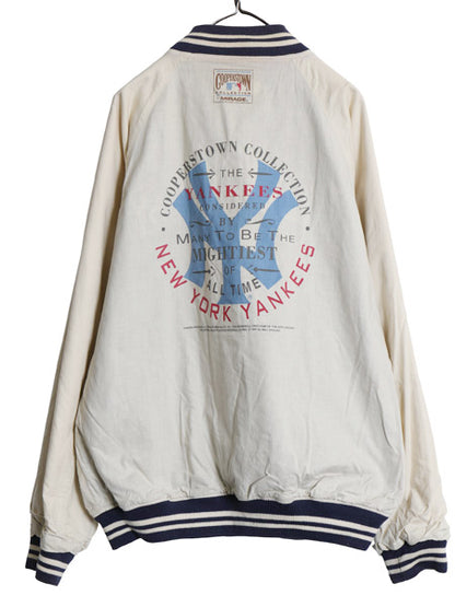 90s ヤンキース リバーシブル スタジャン メンズ XXL / オールド MLB オフィシャル ミラージュ ラミー コットン ベースボール 大きいサイズ