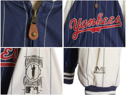 90s ヤンキース リバーシブル スタジャン メンズ XXL / オールド MLB オフィシャル ミラージュ ラミー コットン ベースボール 大きいサイズ