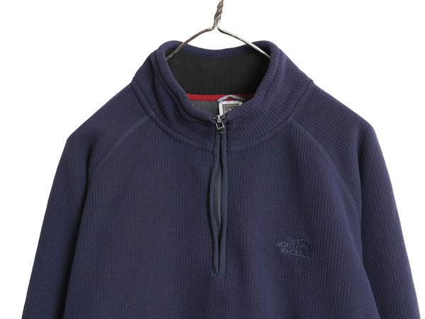 ノースフェイス ワッフル フリース ジャケット メンズ L 古着 アウトドア プルオーバー ハーフジップ ハイネック ブルゾン 裏 ボア パイル