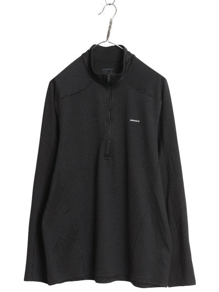 パタゴニア キャプリーン 3 長袖 Tシャツ メンズ L / 11年製 ストレッチ カットソー ロンT アンダーシャツ インナー ハーフジップ ブラック