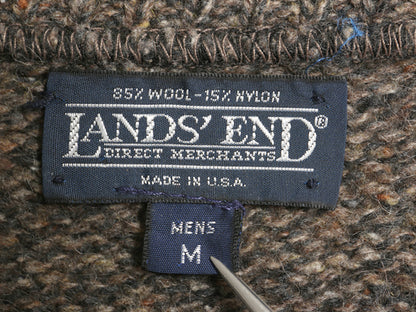 90s USA製 ランズエンド ニット セーター メンズ M 古着 オールド ウール ミドルゲージ クルーネック 無地 プルオーバー シンプル ゆったり