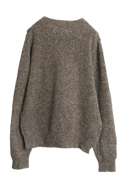 90s USA製 ランズエンド ニット セーター メンズ M 古着 オールド ウール ミドルゲージ クルーネック 無地 プルオーバー シンプル ゆったり