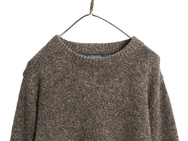 90s USA製 ランズエンド ニット セーター メンズ M 古着 オールド ウール ミドルゲージ クルーネック 無地 プルオーバー シンプル ゆったり