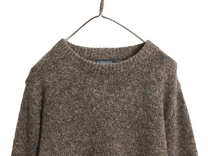 90s USA製 ランズエンド ニット セーター メンズ M 古着 オールド ウール ミドルゲージ クルーネック 無地 プルオーバー シンプル ゆったり