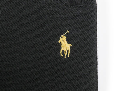 ポロ ラルフローレン ポケット付き 鹿の子 スウェット パンツ メンズ M / トレーナー ワンポイント イージーパンツ ツートン 黒 裏起毛なし