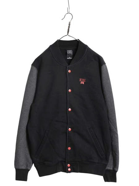 ナイキ スウェット スタジャン メンズ M / ヘビーウェイト トレーナー ジャケット ブルゾン ジャンパー スウッシュ 裏起毛 ツートン 黒 灰