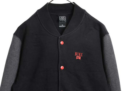 ナイキ スウェット スタジャン メンズ M / ヘビーウェイト トレーナー ジャケット ブルゾン ジャンパー スウッシュ 裏起毛 ツートン 黒 灰