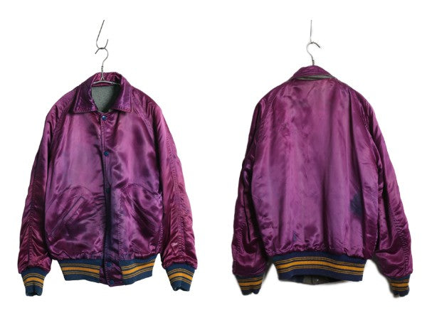 60s ★ HOLT'S 襟付き ウール スタジャン メンズ M 程/ ヴィンテージ サガラ ワッペン 襟付き アワード ジャケット ブルゾン リバーシブル