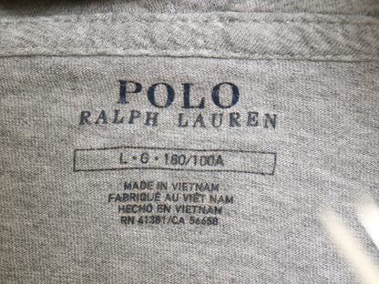 ポロ ラルフローレン フード付き 長袖 Tシャツ メンズ L / コットン ロンT フード パーカー プルオーバー ワンポイント ポニー 無地 グレー