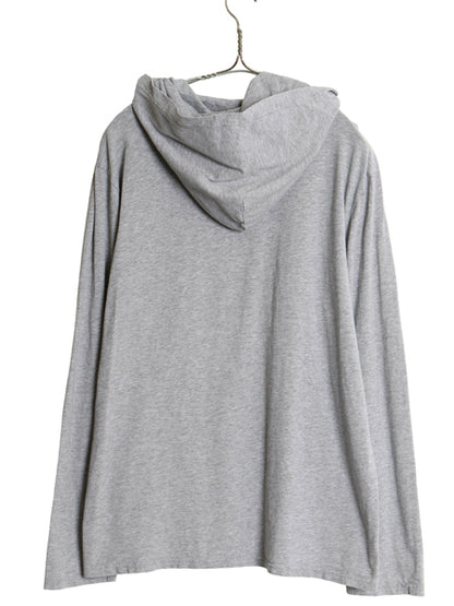 ポロ ラルフローレン フード付き 長袖 Tシャツ メンズ L / コットン ロンT フード パーカー プルオーバー ワンポイント ポニー 無地 グレー