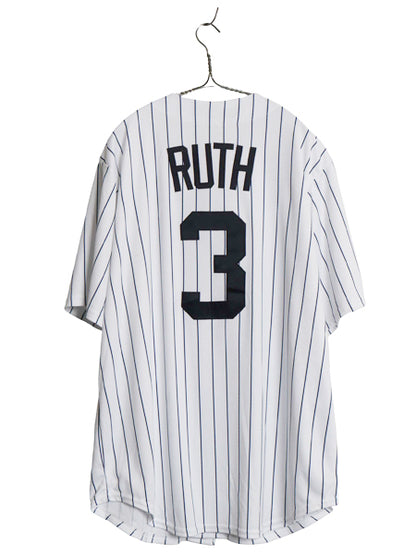 USA製 ヤンキース ベーブルース ベースボール シャツ メンズ XL MLB オフィシャル 野球 マジェスティック 大リーグ ジャージ 大きいサイズ