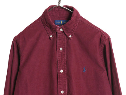ポロ ラルフローレン 細畝 コーデュロイ 長袖 ボタンダウン シャツ メンズ S / 古着 CLASSIC FIT コットン ワンポイント ポニー 刺繍 無地