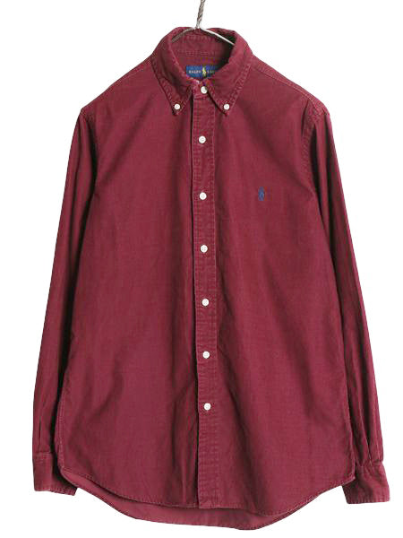 ポロ ラルフローレン 細畝 コーデュロイ 長袖 ボタンダウン シャツ メンズ S / 古着 CLASSIC FIT コットン ワンポイント ポニー 刺繍 無地