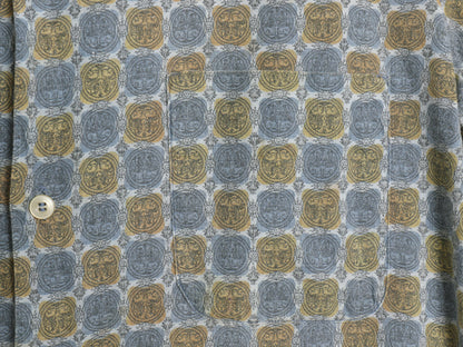 60s SAXON コットン 総柄 デザイン 長袖 シャツ メンズ S / ヴィンテージ グランジ ボックス タイプ ポケット付き 幾何学模様 マルチカラー