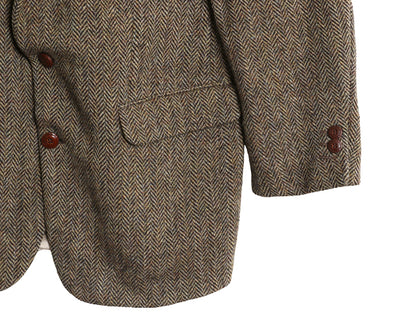 90s ハリスツイード テーラード ジャケット メンズ M 程/ オールド ウール ツイード ブレザー ヘリンボーン ストライプ トラッド シンプル