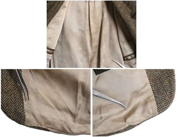 90s ハリスツイード テーラード ジャケット メンズ M 程/ オールド ウール ツイード ブレザー ヘリンボーン ストライプ トラッド シンプル