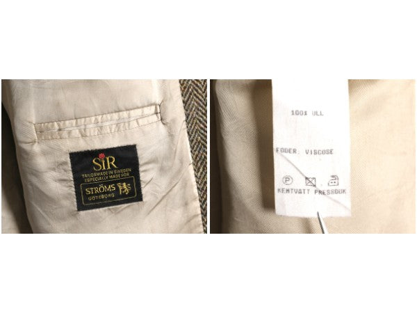 90s ハリスツイード テーラード ジャケット メンズ M 程/ オールド ウール ツイード ブレザー ヘリンボーン ストライプ トラッド シンプル