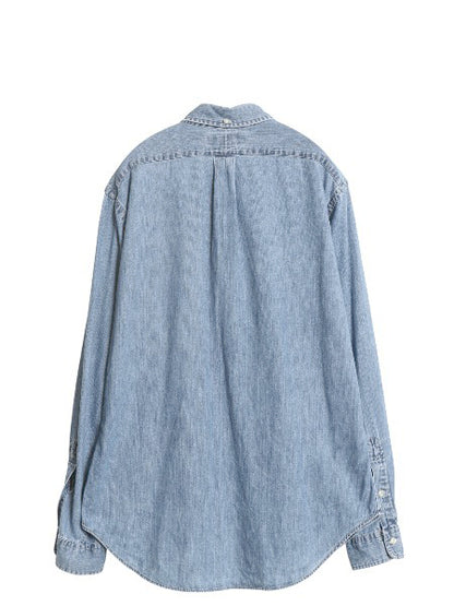 00s ラルフローレン 3点留め ボタンダウン 長袖 デニム シャツ メンズ M 古着 オールド ポロ 長袖シャツ ワンポイント カジュアル ゆったり