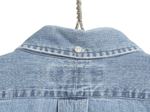 00s ラルフローレン 3点留め ボタンダウン 長袖 デニム シャツ メンズ M 古着 オールド ポロ 長袖シャツ ワンポイント カジュアル ゆったり