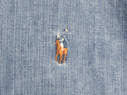 00s ラルフローレン 3点留め ボタンダウン 長袖 デニム シャツ メンズ M 古着 オールド ポロ 長袖シャツ ワンポイント カジュアル ゆったり