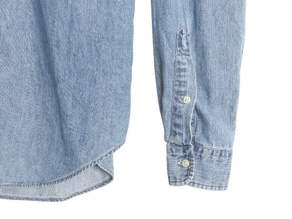 00s ラルフローレン 3点留め ボタンダウン 長袖 デニム シャツ メンズ M 古着 オールド ポロ 長袖シャツ ワンポイント カジュアル ゆったり