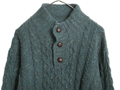 アイルランド製 エルエルビーン フィッシャーマン ニット セーター メンズ XL 古着 ウール アラン ハイネック プルオーバー 大きいサイズ