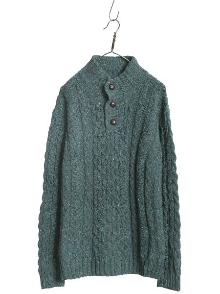 アイルランド製 エルエルビーン フィッシャーマン ニット セーター メンズ XL 古着 ウール アラン ハイネック プルオーバー 大きいサイズ