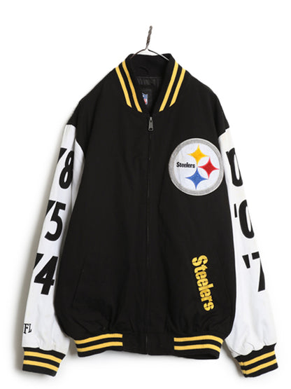 スティーラーズ 中綿 コットン スタジャン メンズ L / NFL オフィシャル アメフト ブルゾン フルジップ アワード ジャケット ナンバリング